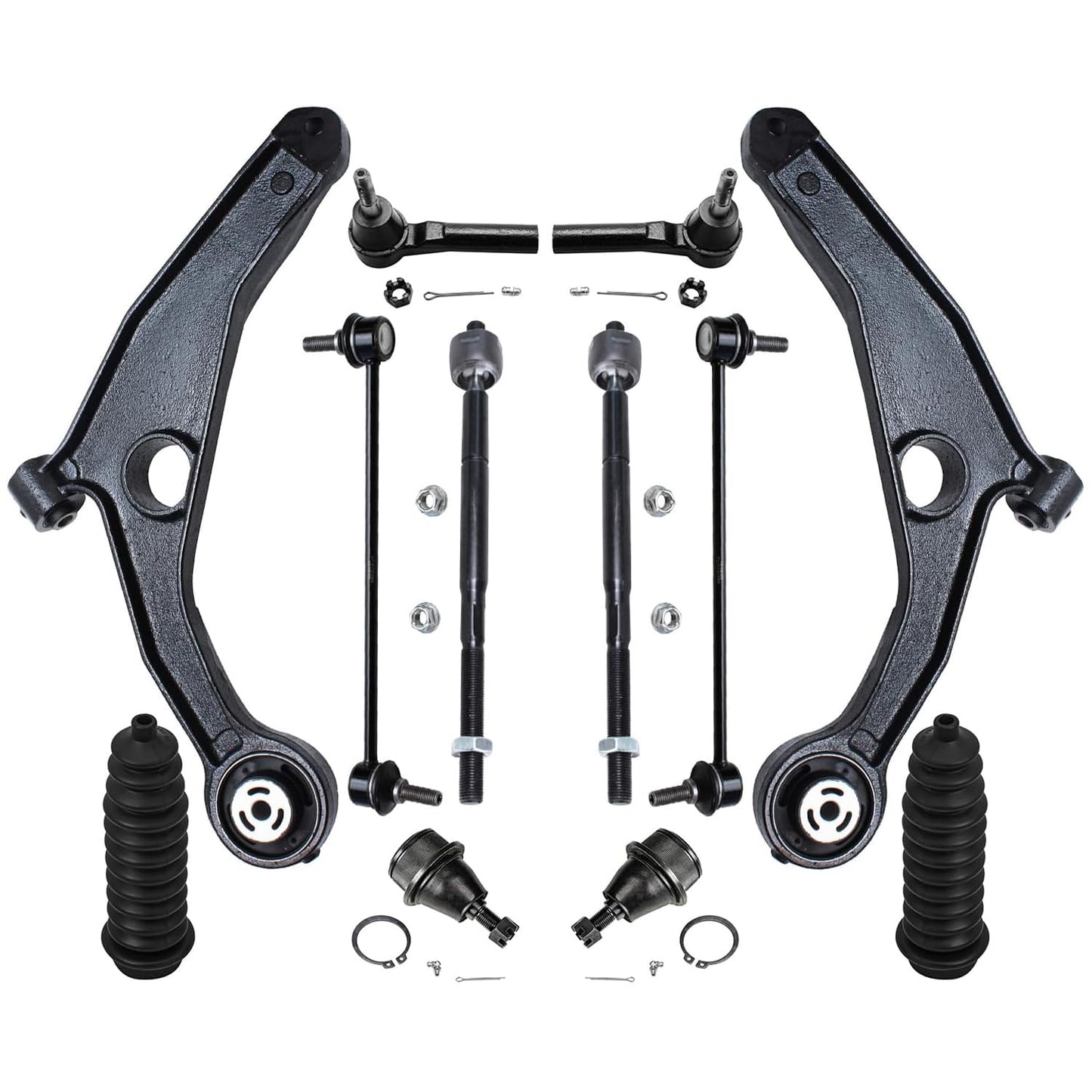 Detroit Axle - Front End 12pc Suspension Kit for 11-14 Chrysler 200, 07-10 Sebring, 08-14 Dodge Avenger, 2 Lower Control Arms 2